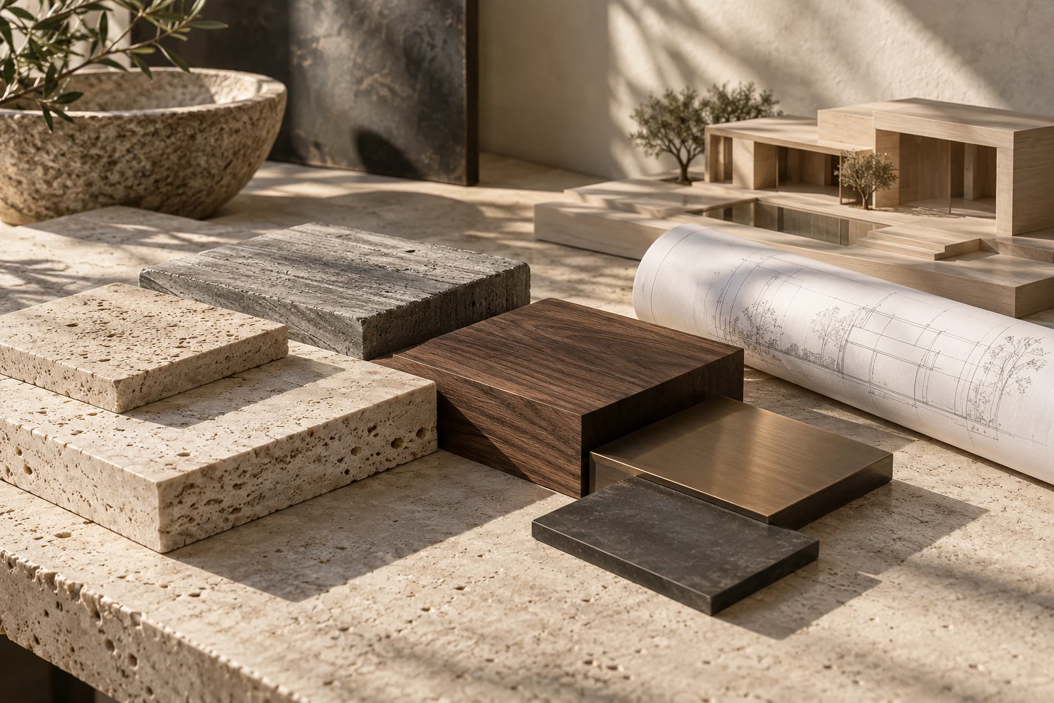 A study of natural materials and light within an architectural concept